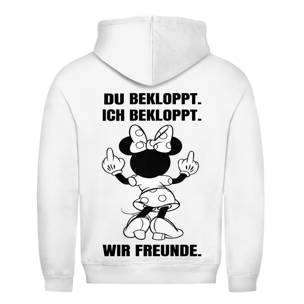 Du Bekloppt. Ich Bekloppt. Wir Freunde. Mäuschen Rückendruck | Basic Hoodie Unisex
