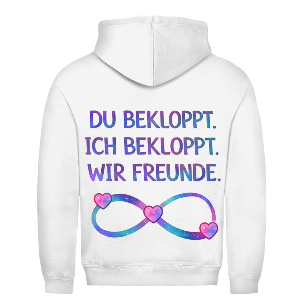 Du bekloppt. Ich bekloppt. Wir Freunde Rückendruck | Basic Hoodie Unisex