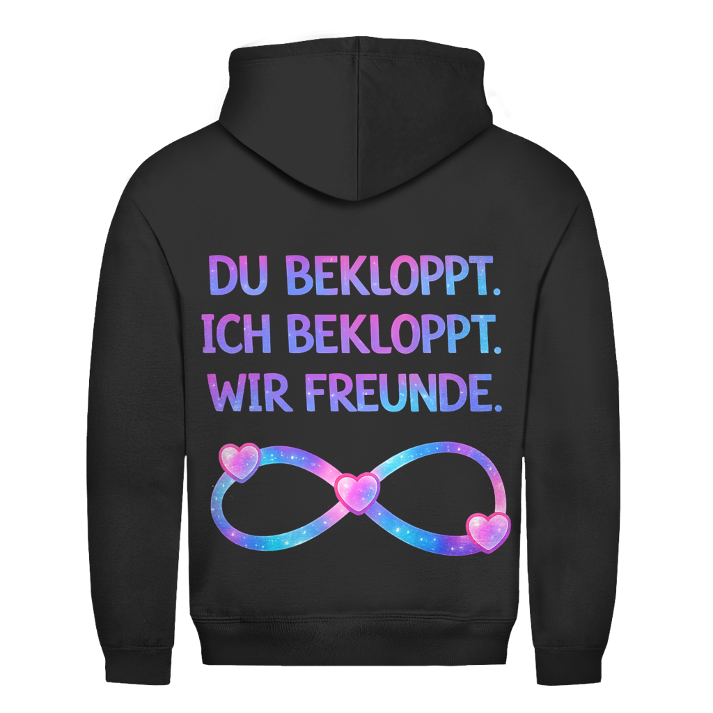 Du bekloppt. Ich bekloppt. Wir Freunde Rückendruck | Basic Hoodie Unisex