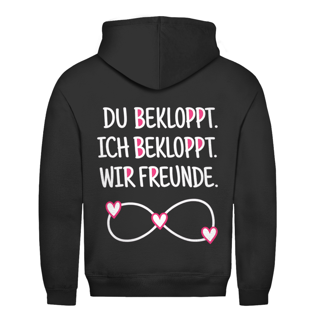 Du bekloppt. Ich bekloppt. Rückendruck | Basic Hoodie Unisex