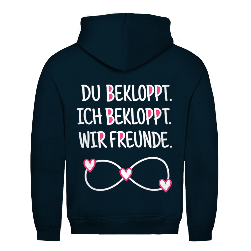 Du bekloppt. Ich bekloppt. Rückendruck | Basic Hoodie Unisex
