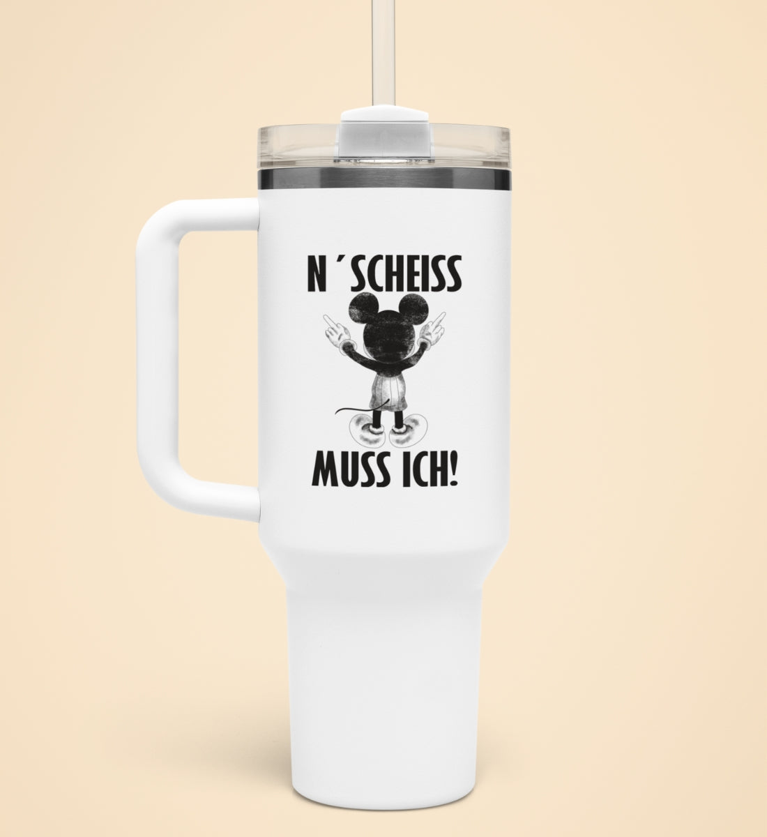 N SCHEISS MUSS ICH MAUS | Thermobecher mit Henkel