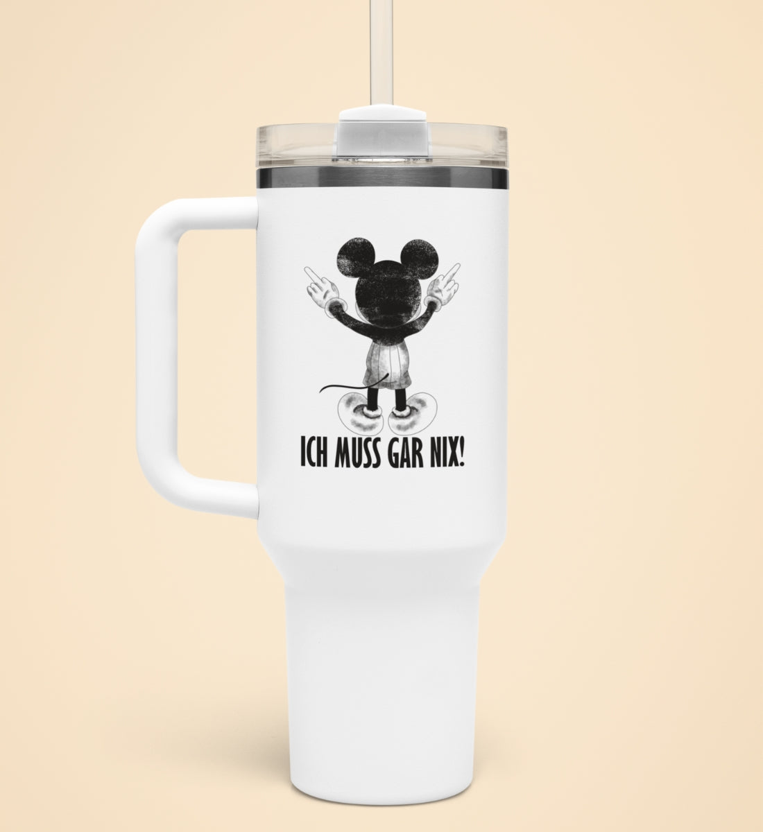 ICH MUSS GAR NIX MAUS | Thermobecher mit Henkel