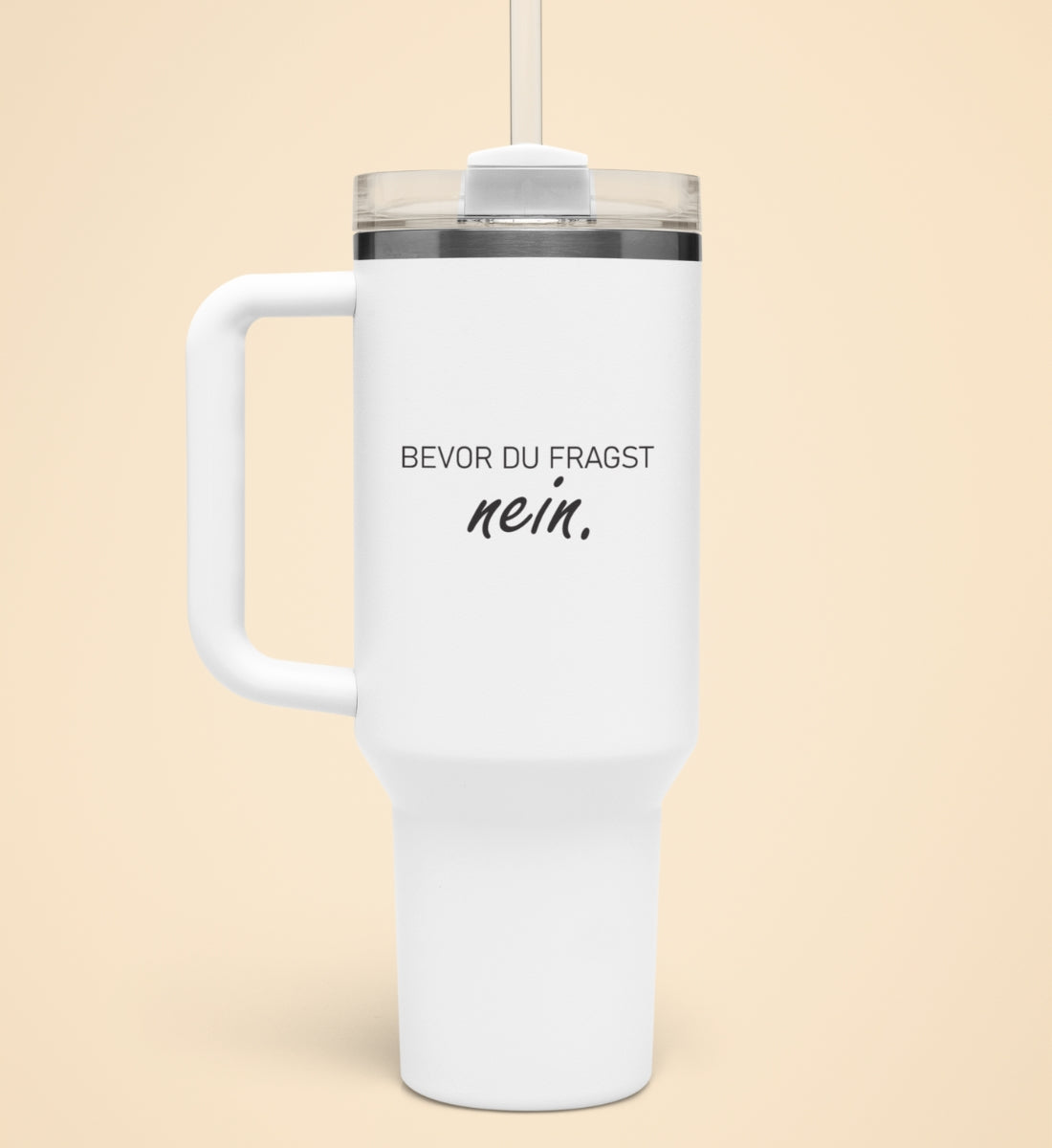 BEVOR DU FRAGST NEIN | Thermobecher mit Henkel