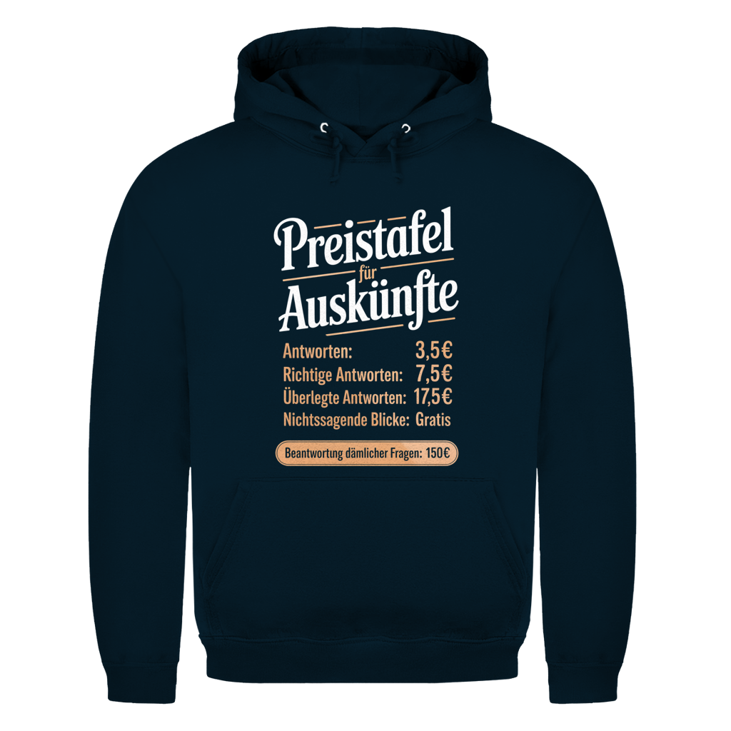PREISTAFEL FÜR AUSKÜNFTE | Basic Hoodie Unisex