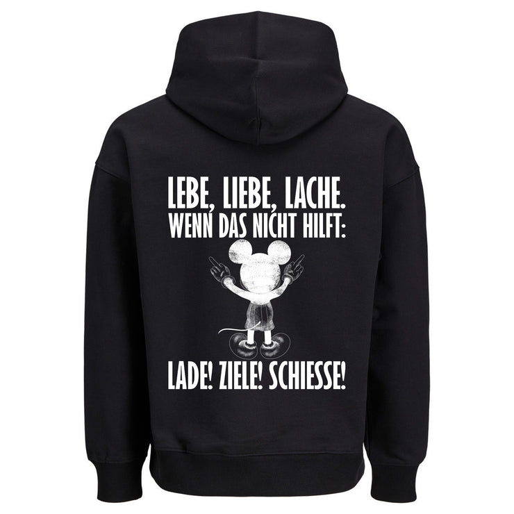 LEBE LIEBE LACHE MAUS Rückendruck | Premium Oversize Hoodie Unisex Jack & Jones