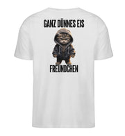 GANZ DÜNNES EIS KATZE Rückendruck V-Ausschnitt Shirt