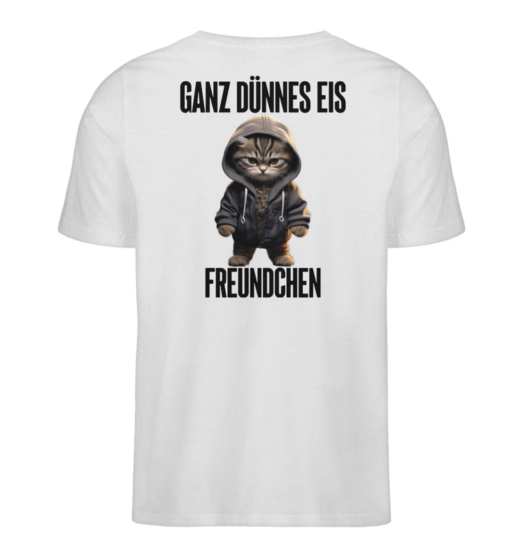 GANZ DÜNNES EIS KATZE Rückendruck V-Ausschnitt Shirt