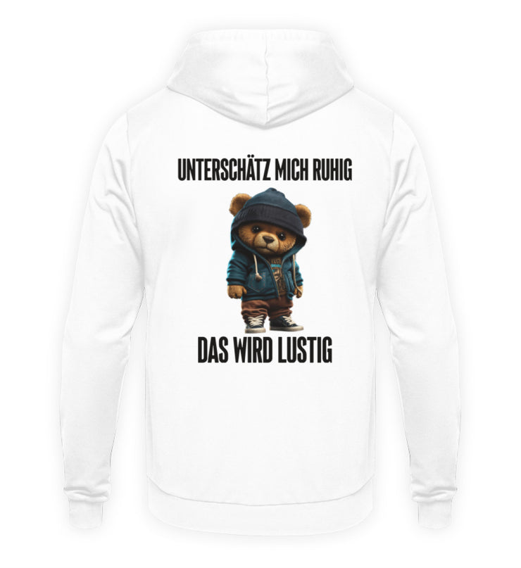 UNTERSCHÄTZEN TEDDY Rückendruck Unisex Hoodie