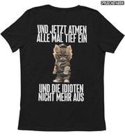 EINATMEN KATZE Rückendruck T-Shirt