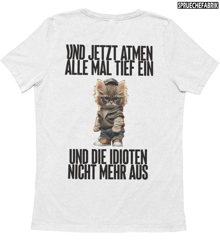 EINATMEN KATZE Rückendruck T-Shirt