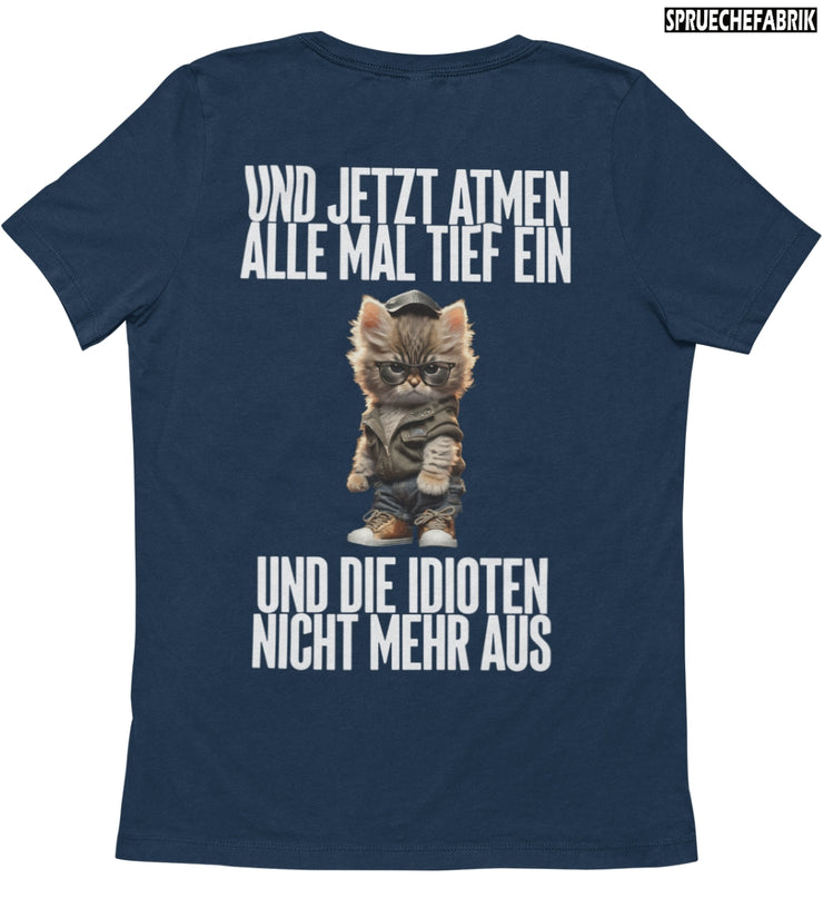 EINATMEN KATZE Rückendruck T-Shirt