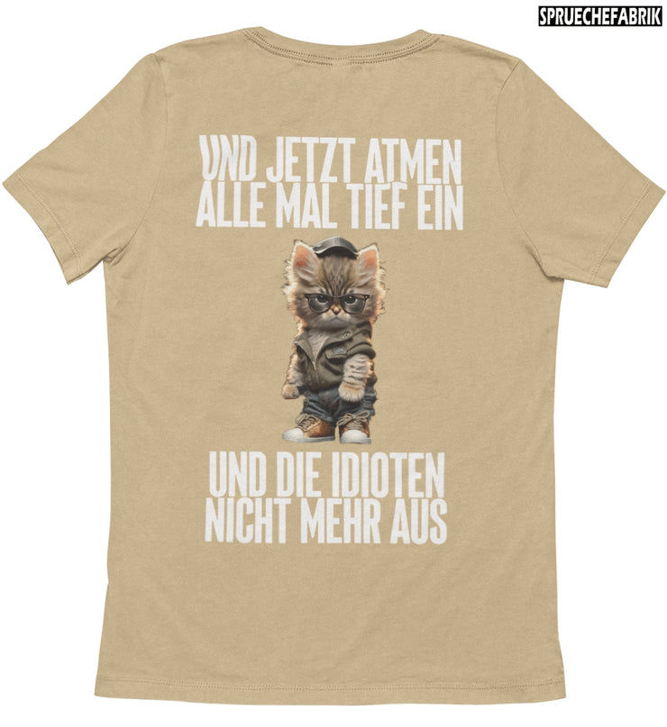 EINATMEN KATZE Rückendruck T-Shirt