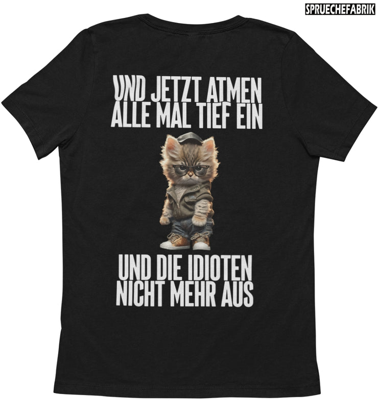 EINATMEN KATZE Rückendruck | Herren Basic T-Shirt - spruechefabrik.de ...