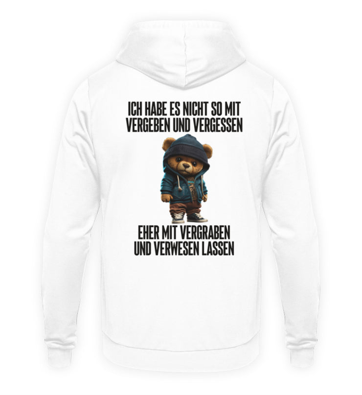 VERGEBEN UND VERGESSEN TEDDY Rückendruck Unisex Hoodie