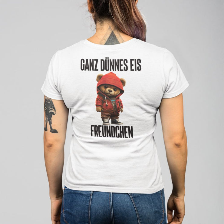 GANZ DÜNNES EIS TEDDY ROT Rückendruck | Premium Shirt Unisex