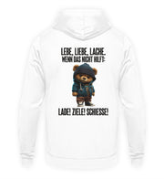 LEBE, LIEBE, LACHE TEDDY Rückendruck Unisex Hoodie