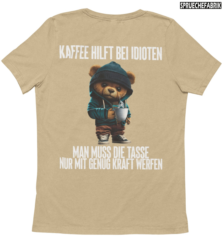 KAFFEE HILFT TEDDY Rückendruck T-Shirt