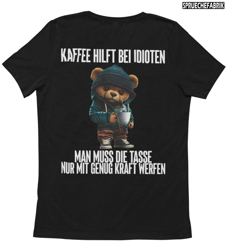 KAFFEE HILFT TEDDY Rückendruck T-Shirt