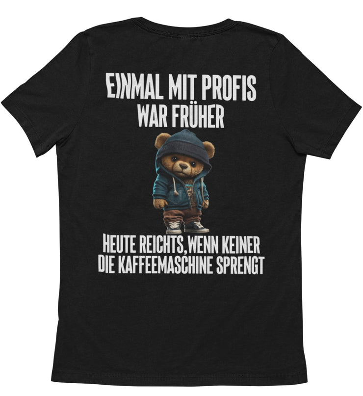 KAFFEEMASCHINE TEDDY Rückendruck Unisex T-Shirt