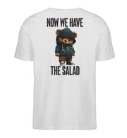 NOW WE HAVE THE SALAD TEDDY Rückendruck V-Ausschnitt Shirt