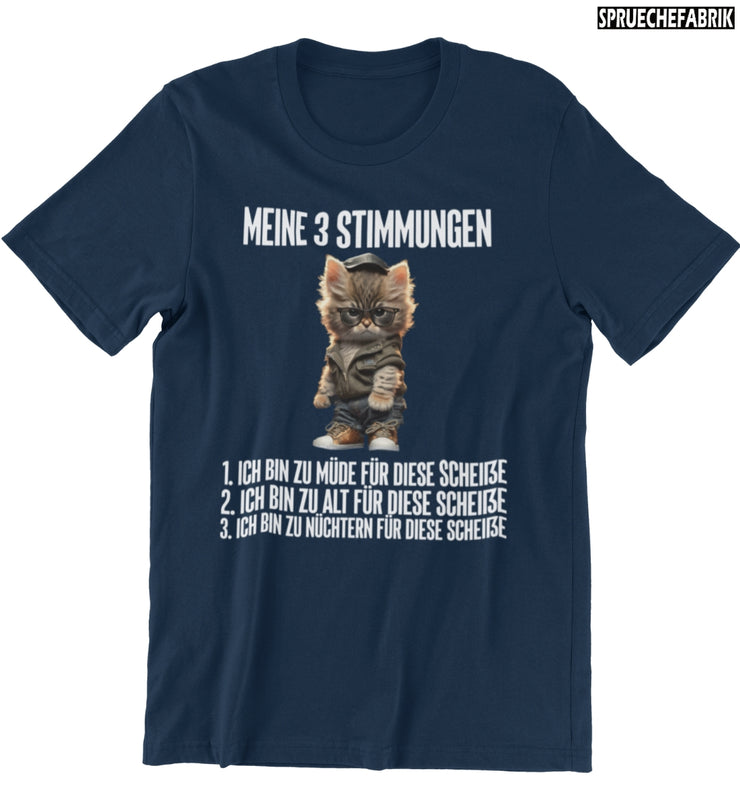 MEINE 3 STIMMUNGEN KATZE Vorderdruck T-Shirt