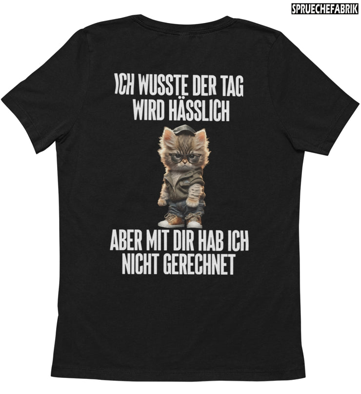 HÄSSLICHER TAG KATZE Rückendruck T-Shirt