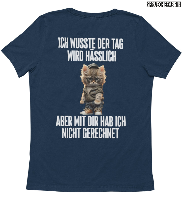 HÄSSLICHER TAG KATZE Rückendruck T-Shirt