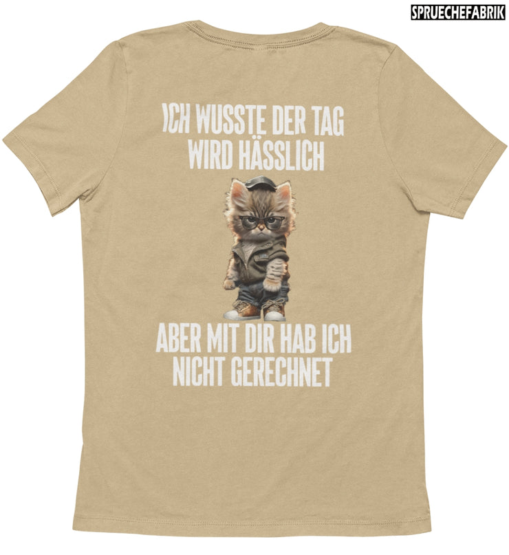 HÄSSLICHER TAG KATZE Rückendruck T-Shirt