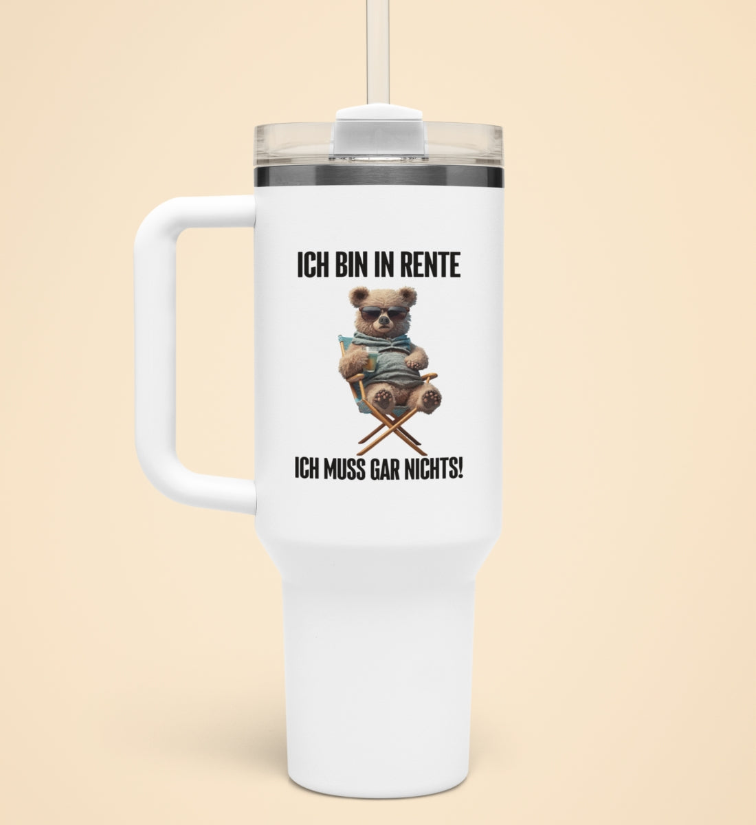 ICH BIN IN RENTE TEDDY | Thermobecher mit Henkel