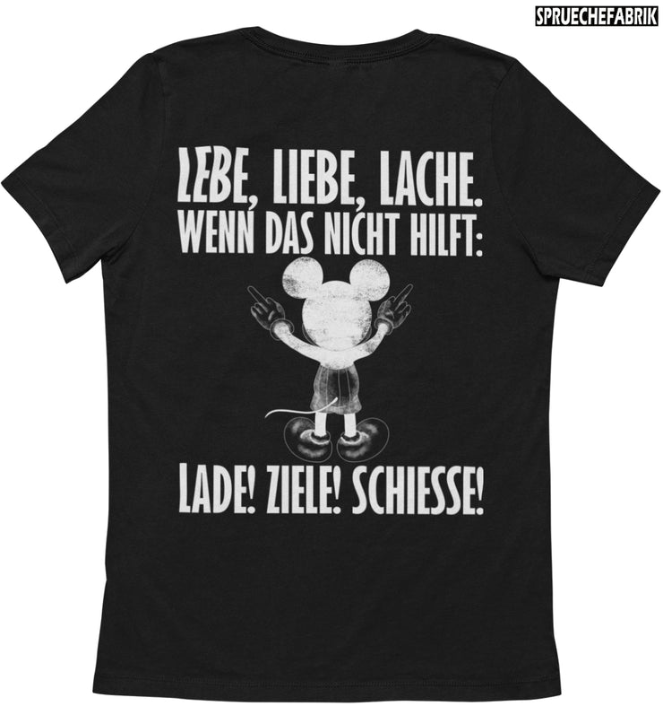 LEBE, LIEBE, LACHE Rückendruck Unisex T-Shirt