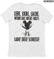 LEBE, LIEBE, LACHE Rückendruck Unisex T-Shirt