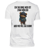 OHNE MICH TEDDY Rückendruck Herren V-Ausschnitt Shirt