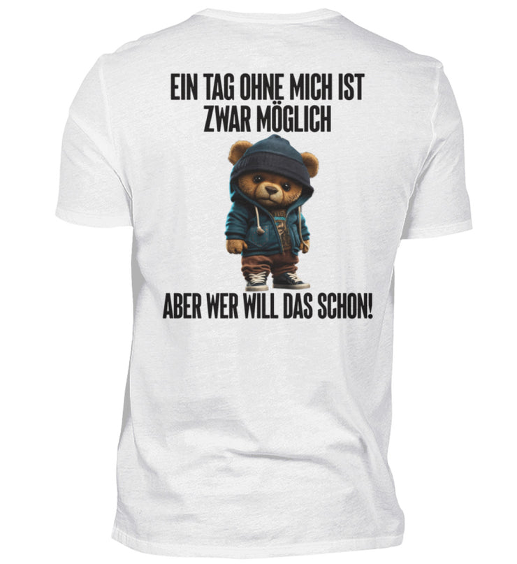 OHNE MICH TEDDY Rückendruck Herren V-Ausschnitt Shirt