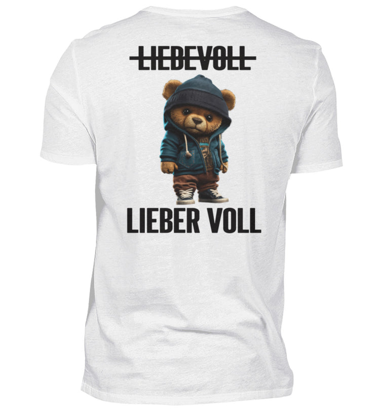 LIEBEVOLL TEDDY Rückendruck Herren V-Ausschnitt Shirt