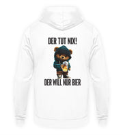 DER WILL NUR BIER TEDDY Rückendruck Unisex Hoodie