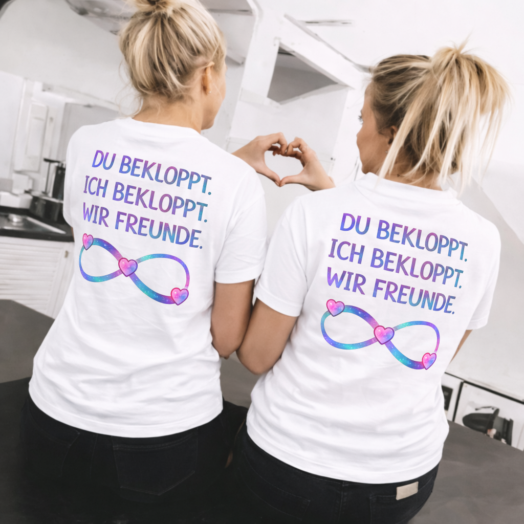 Du bekloppt. Ich bekloppt. Wir Freunde Shirt Rückendruck x Beste Freunde Bundle