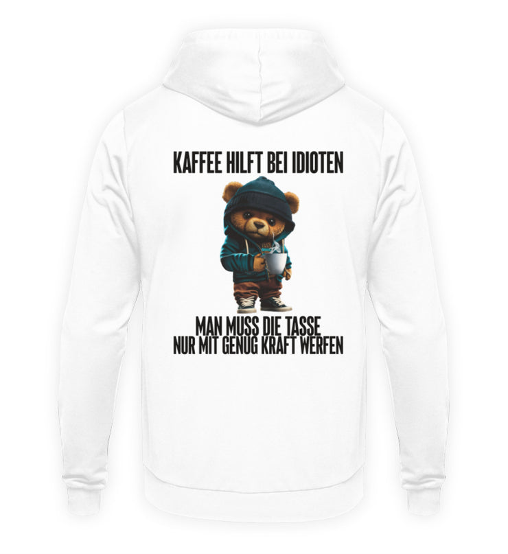 KAFFEE HILFT TEDDY Rückendruck Unisex Hoodie