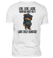 LEBE, LIEBE, LACHE TEDDY Rückendruck V-Ausschnitt Shirt