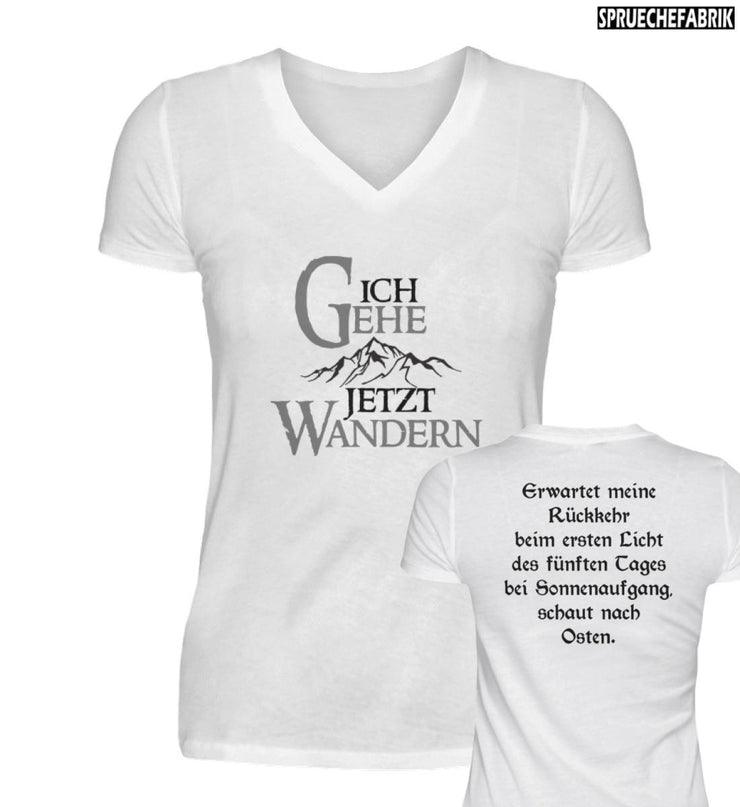 ICH GEHE JETZT WANDERN Damen V-Neck Shirt